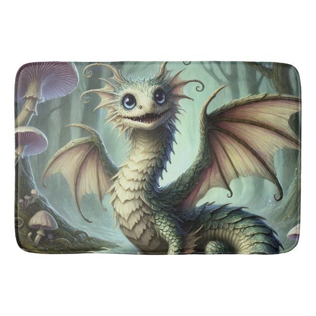 Tapis De Bain Dragon Jabberwocky Mignon Créature Fantastique Art (Devant)