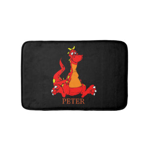 Tapis De Bain Dragon orange noir personnalisé