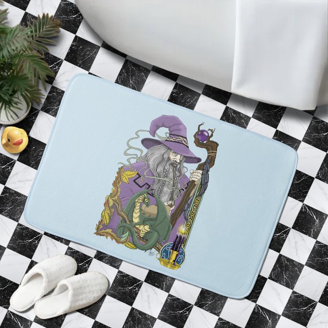Tapis De Bain Dragon Sorcier Celtique Fantastique Violet (Créateur téléchargé)