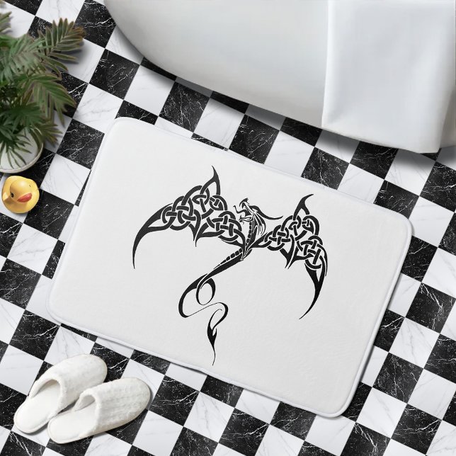 Tapis De Bain Dragon Tribal Celtique Entrelacs Noir Blanc Fantas (Créateur téléchargé)