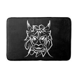 Tapis De Bain Dragon tribal noir et blanc