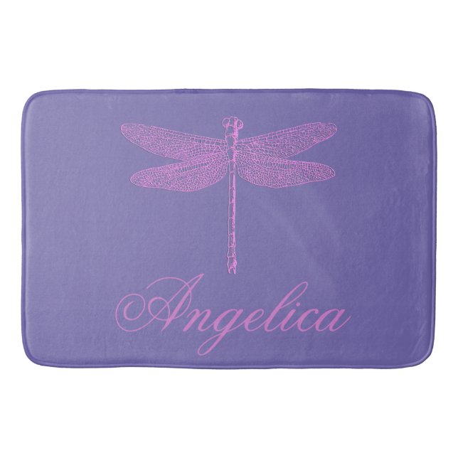 Tapis De Bain Dragonfly Imaginaire rose et violet (Devant)
