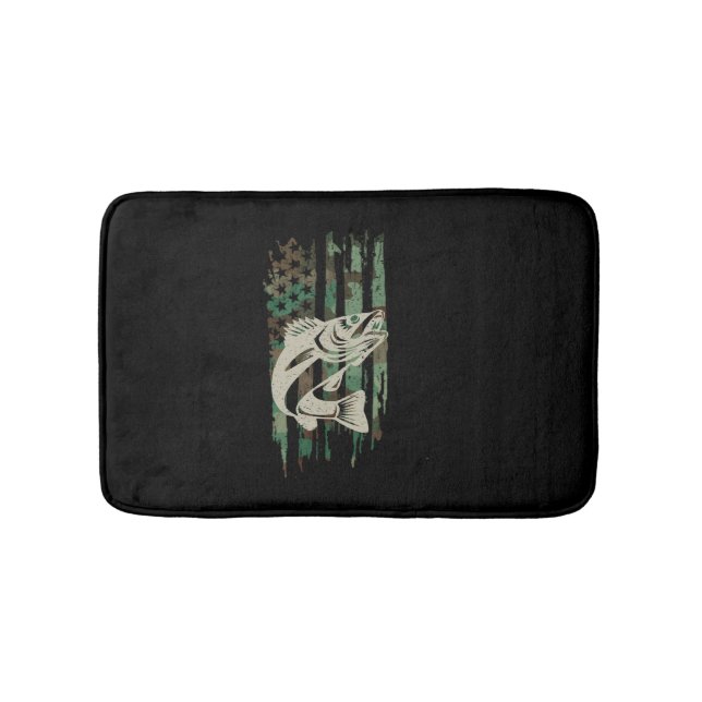 Tapis De Bain Drapeau américain Camouflage Pêche au walleye (Devant)
