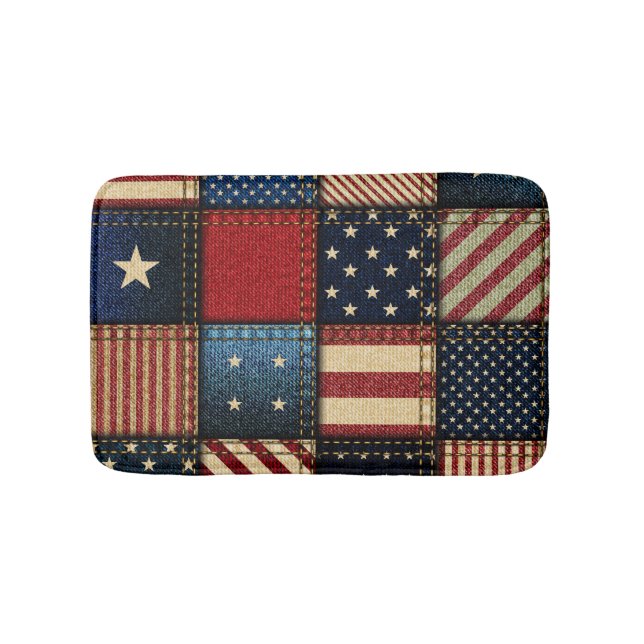 Tapis De Bain Drapeau Américain, Motif sans chichi. (Devant)