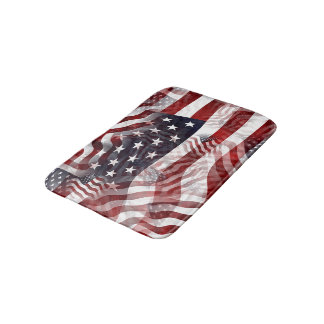 Tapis De Bain Drapeau américain Rouge Bleu Bleu Grilles Étoiles