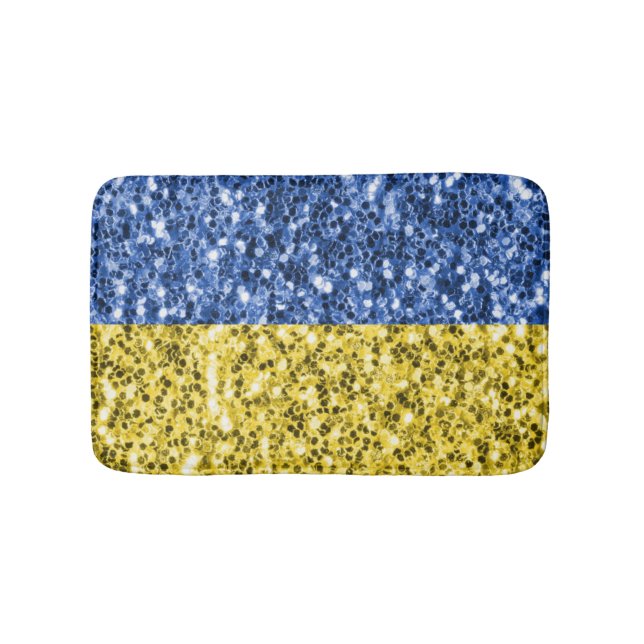 Tapis De Bain Drapeau bleu jaune Ukraine parties scintillant fau (Devant)