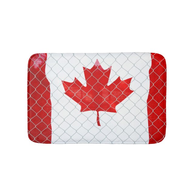 Tapis De Bain Drapeau canadien. Clôture à mailles. Rustique. Coo (Devant)