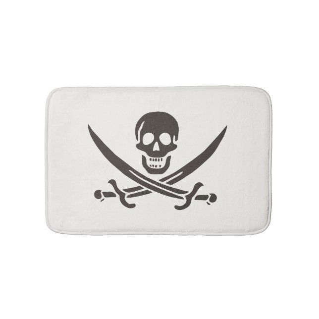 Tapis De Bain Drapeau de crâne obsidien Drapeau de pirate Calico (Devant)