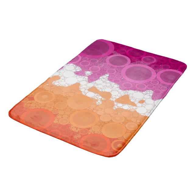 Tapis De Bain Drapeau de fierté lesbienne abstrait groovy bohème (Angle)