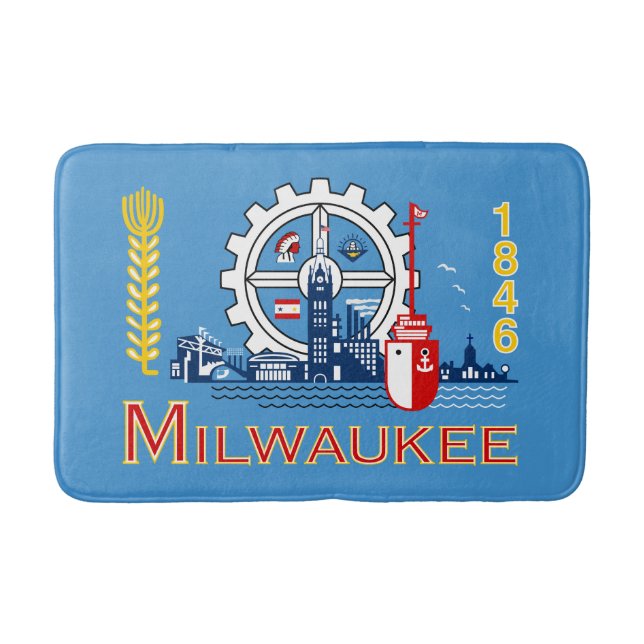 Tapis De Bain Drapeau de Milwaukee, Wisconsin Bath Mat (Devant)