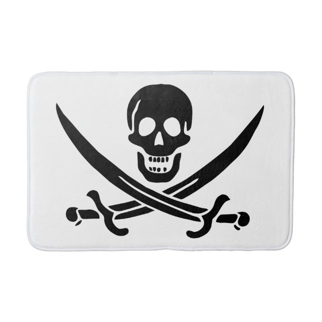 Tapis De Bain Drapeau de pirate Crâne croisé épées (Devant)