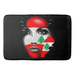 Tapis De Bain Drapeau et carte du Liban sur le visage de la fill