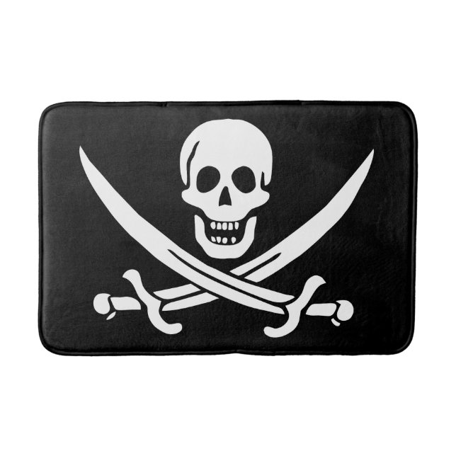 Tapis De Bain Drapeau pirate crâne épées croisées (Devant)