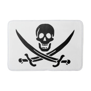 Tapis De Bain Drapeau pirate crâne épées croisées