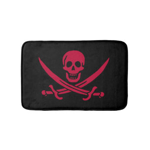 Tapis De Bain Drapeau pirate Crâne Rouge et Épées de Calico Jack