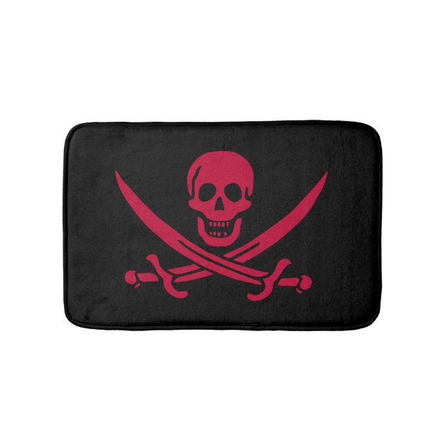 Tapis De Bain Drapeau pirate Crâne Rouge et Épées de Calico Jack (Devant)