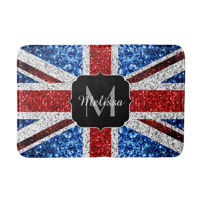 Tapis De Bain Drapeau rouge bleu blanc brillant parties scintill (Devant)