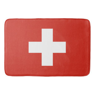 Tapis De Bain Drapeau Suisse - croix blanche