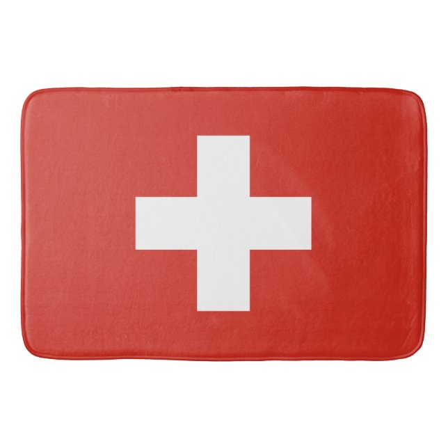 Tapis De Bain Drapeau Suisse - croix blanche (Devant)