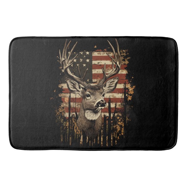 Tapis De Bain Drapeau USA Saison Cerf, Buck (Devant)