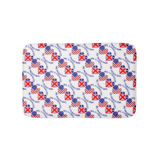 Tapis De Bain Drapeaux britanniques américains en forme de cœur