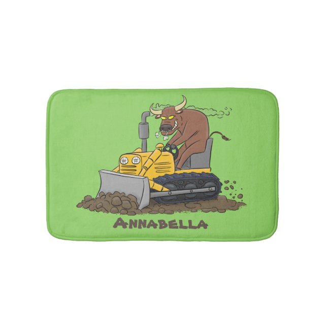 Tapis De Bain Drôle bulldozer de conduite de taureaux (Devant)