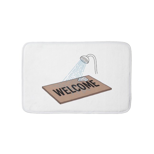Tapis De Bain Drôle de bienvenue Mat Cartoon - Douche Nettoyant  (Devant)