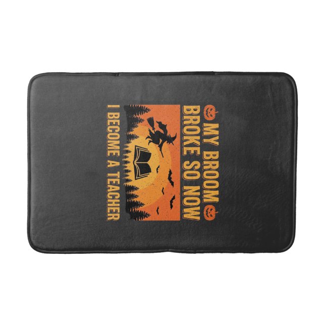 Tapis De Bain Drôle de professeur d'Halloween Balai cassé Design (Devant)