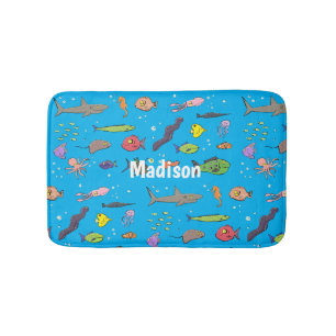 Tapis De Bain Drôle des créatures marines dessin motif