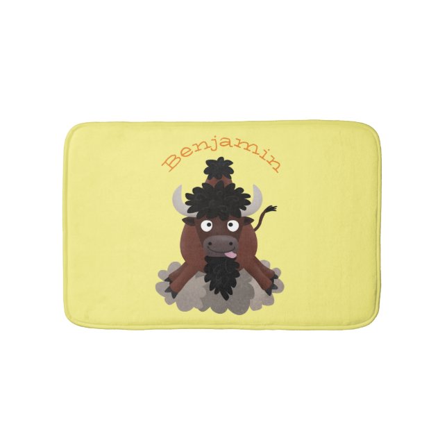 Tapis De Bain Drôle dessin animé de bison de buffle (Devant)