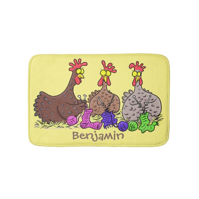 Tapis De Bain Drôle dessin animé de poulets de tricot (Devant)