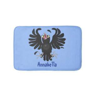 Tapis De Bain Drôle fou corbeau dessin animé de corbeau de corne