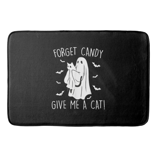 Tapis De Bain Drôle Halloween Cat Ghost Oublier Candy Donner Moi (Devant)