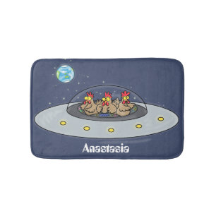 Tapis De Bain Drôle poule dans l'espace dessin animé