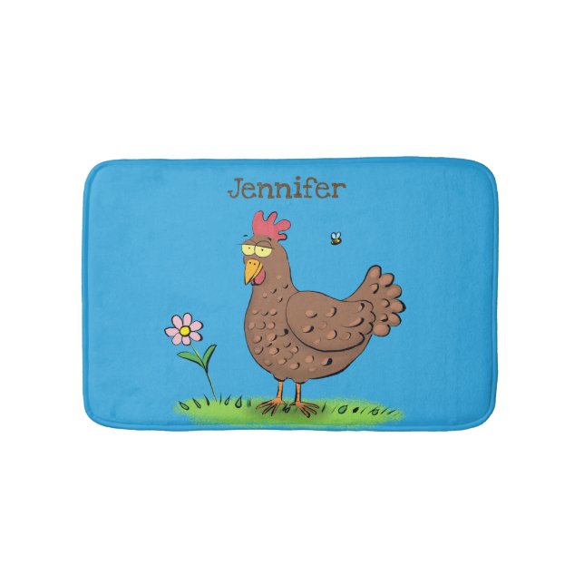 Tapis De Bain Drôle poulet rustique whimsical dessin animé (Devant)
