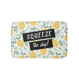 Tapis De Bain Drôle Squeeze Day Lemon Jaune Vert Feuilles