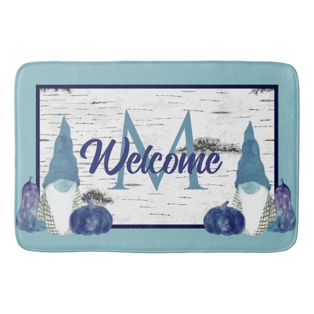 Tapis De Bain Dusty Blue Citrouille Gnomes Aspen Salle de bain r (Devant)