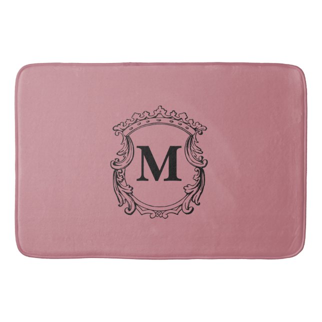 Tapis De Bain Dusty Rose Custom Monogram Crest (Devant)