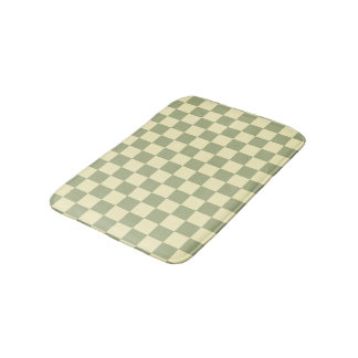 Tapis De Bain Dusty Sage Green and Butter Yellow Checkerboard