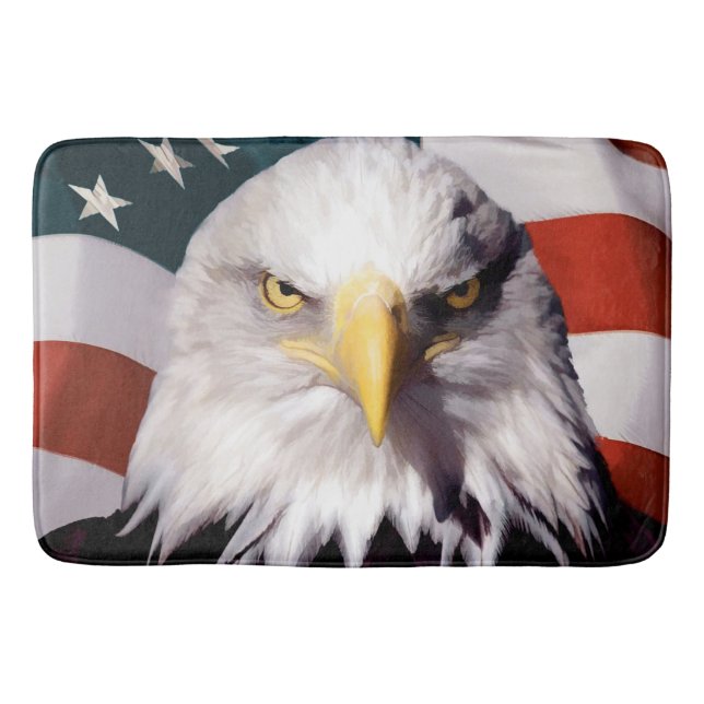 Tapis De Bain Eagle chauve américain avec le drapeau (Devant)