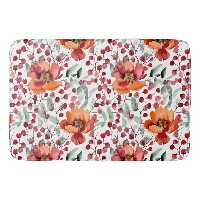 Tapis De Bain Earthy Colors, Fall Flowers Monogrammed (Devant)
