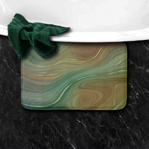 Tapis De Bain Earthy Emerald Strata   Agate d'encre verte et dor