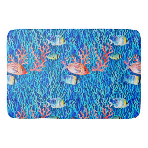 Tapis De Bain Eau bleue, poisson et corail Océanique