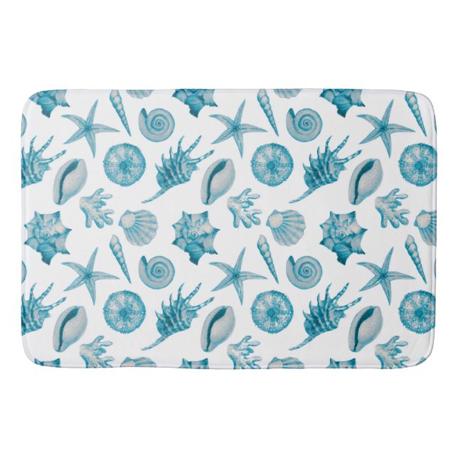 Tapis De Bain Eau de mer aquarelle teintée de bleu sarcelle et d (Devant)