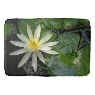 Tapis De Bain Eau Lily blanc et vert photo