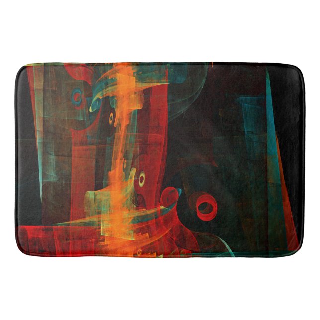 Tapis De Bain Eau Orange Rouge Bleu moderne Art Abstrait Motif (Devant)
