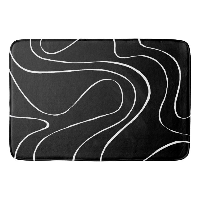 Tapis De Bain Ebb et flux 2 - Noir sur blanc (Devant)