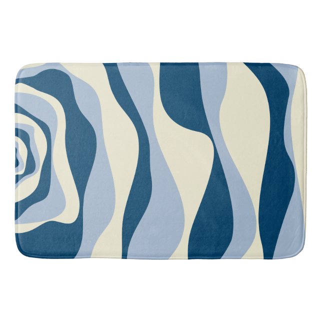 Tapis De Bain Ebb et flux 4 - Bleu foncé, Bleu clair et Crème (Devant)