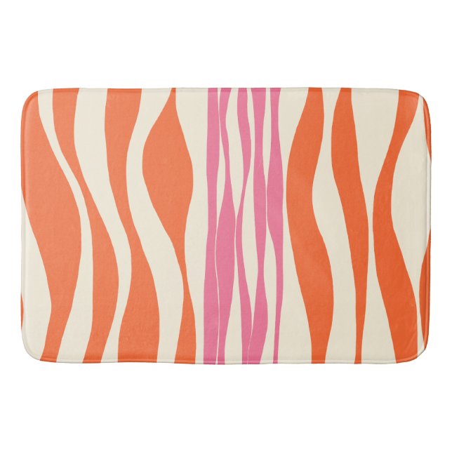 Tapis De Bain Ebb et flux - rose, orange et crème (Devant)