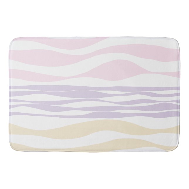 Tapis De Bain Ebb et flux - rose pastel, jaune et violet (Devant)